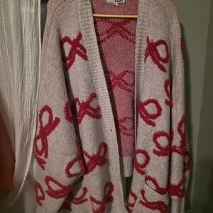 Cozy Gray and Red Women's Sweater